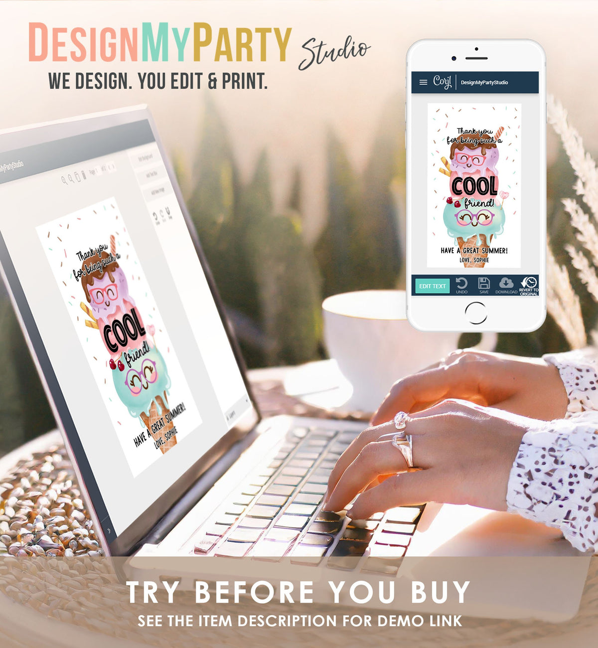 Editable Last Day of School Tag Cool Friend Ice Tag Summer End Of School Year Tag Freeze Cool Treat Summer Digital Template Printable 0464