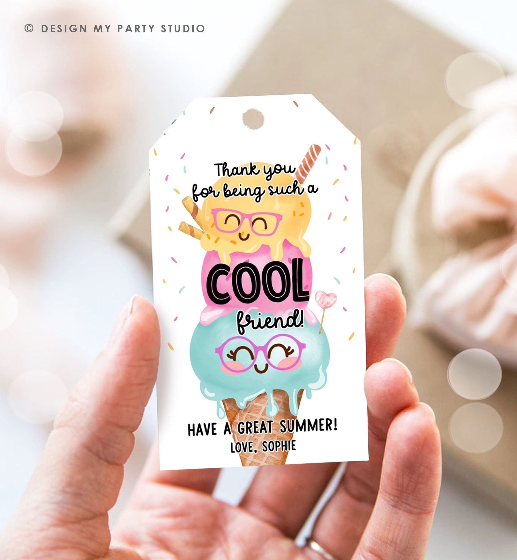 Editable Last Day of School Tag Cool Friend Ice Tag Summer End Of School Year Tag Freeze Cool Treat Summer Corjl Template Printable 0464