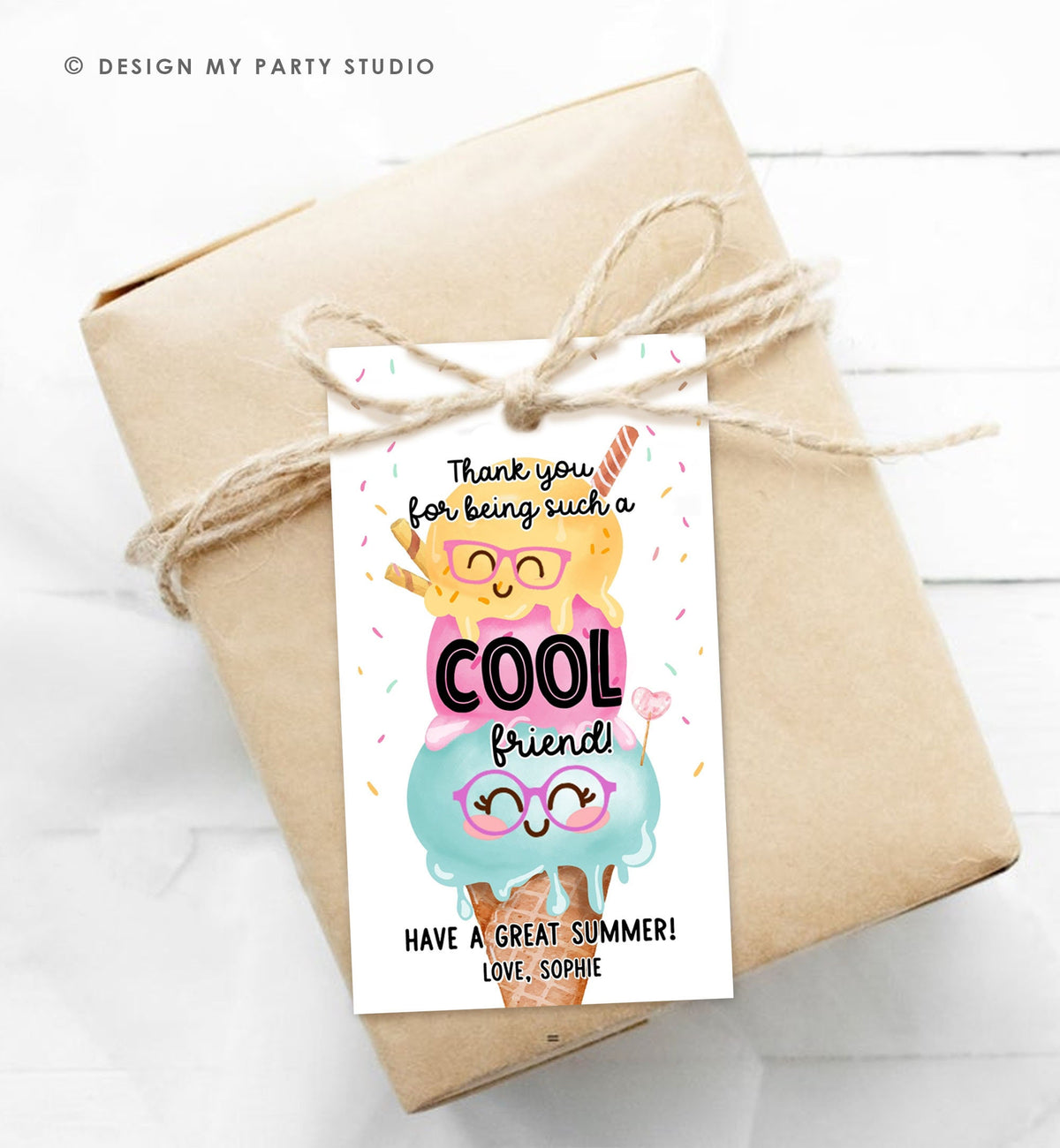 Editable Last Day of School Tag Cool Friend Ice Tag Summer End Of School Year Ice Cream Cool Treat Summer Digital Template Printable 0464
