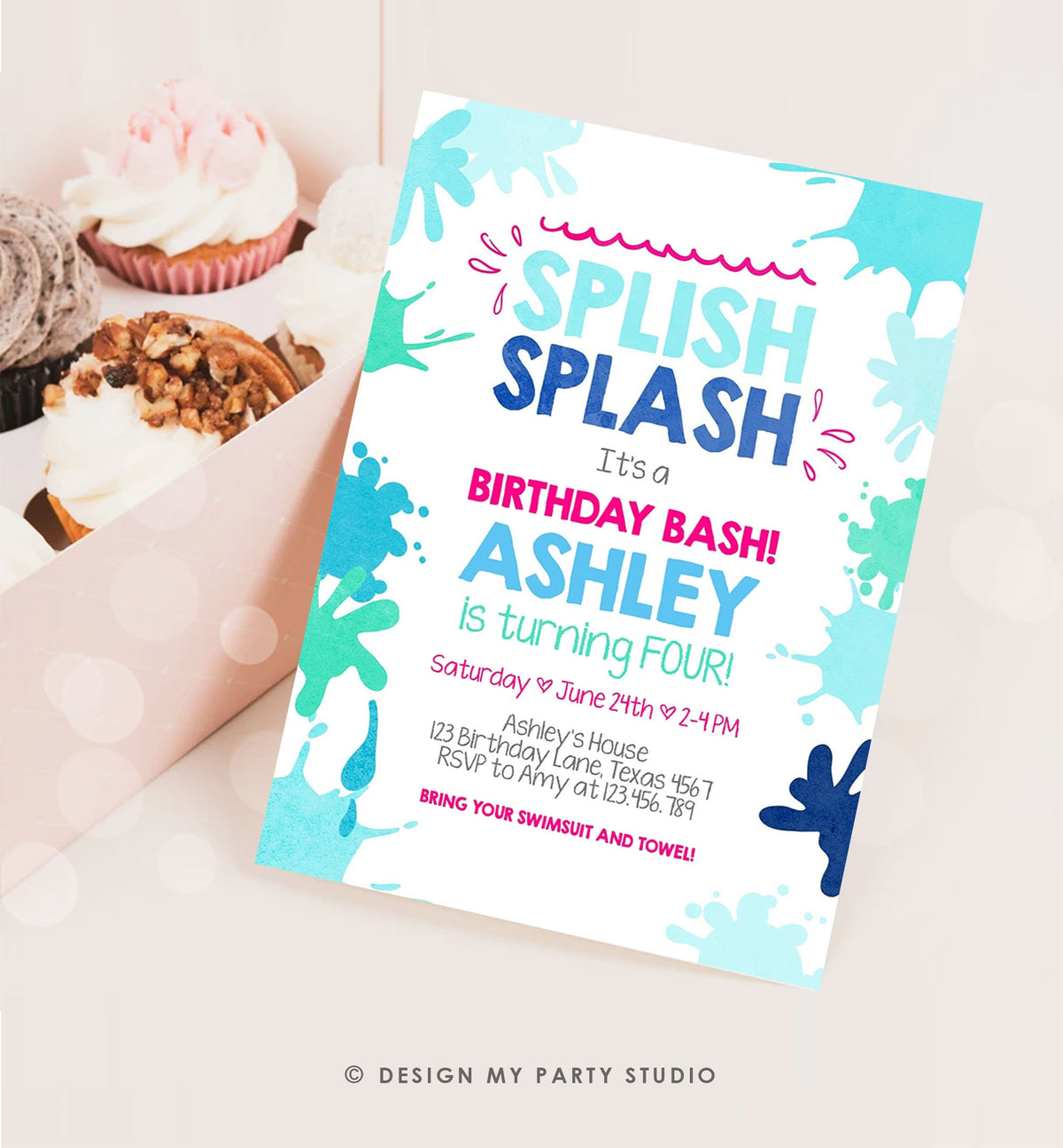 Editable Pool Party Invitation Splish Splash Birthday Invite Pool Party Bash Beach Swimming Summer Download Printable Template Corjl 0237