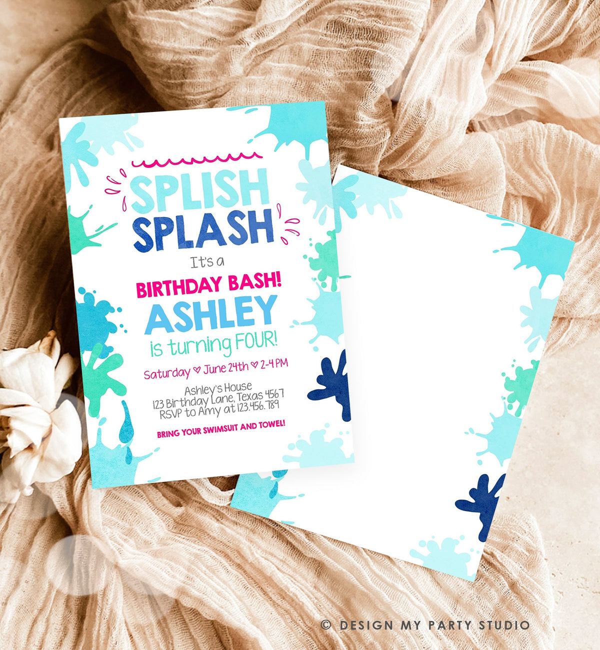Editable Pool Party Invitation Splish Splash Birthday Invite Pool Party Bash Beach Swimming Summer Download Printable Template Corjl 0237