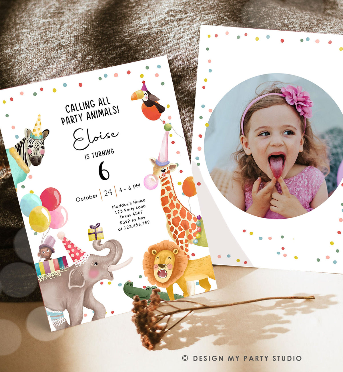 Editable Calling All Party Animals Birthday Invitation Wild One Jungle Zoo Safari Animals Digital Download Evite Template Printable 0482