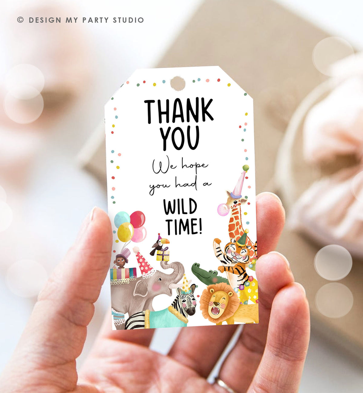 Editable Party Animals Favor Tags Wild One Animals Thank You Tags Safari Zoo Animals Birthday Wild Time Gift Digital Template Printable 0482