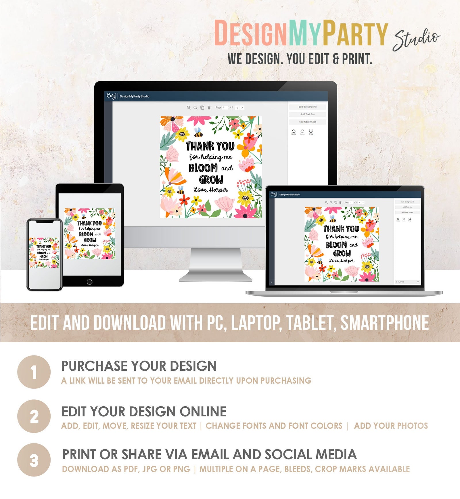 Editable Teacher Appreciation Tag Thank You for Helping me Bloom Plant Flower Gift Tag Cactus Plant Tag Digital Template Printable 0464