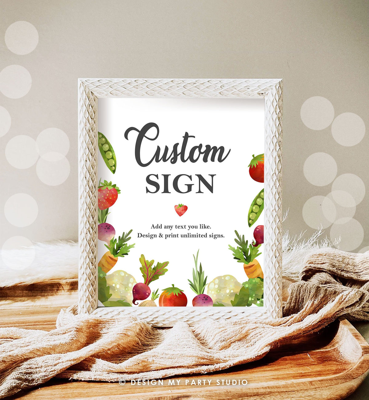 Editable Custom Sign Locally Grown Birthday Party Baby Shower Sign Fruits and Veggies Farmers Market 8x10 Digital Download Printable 0144