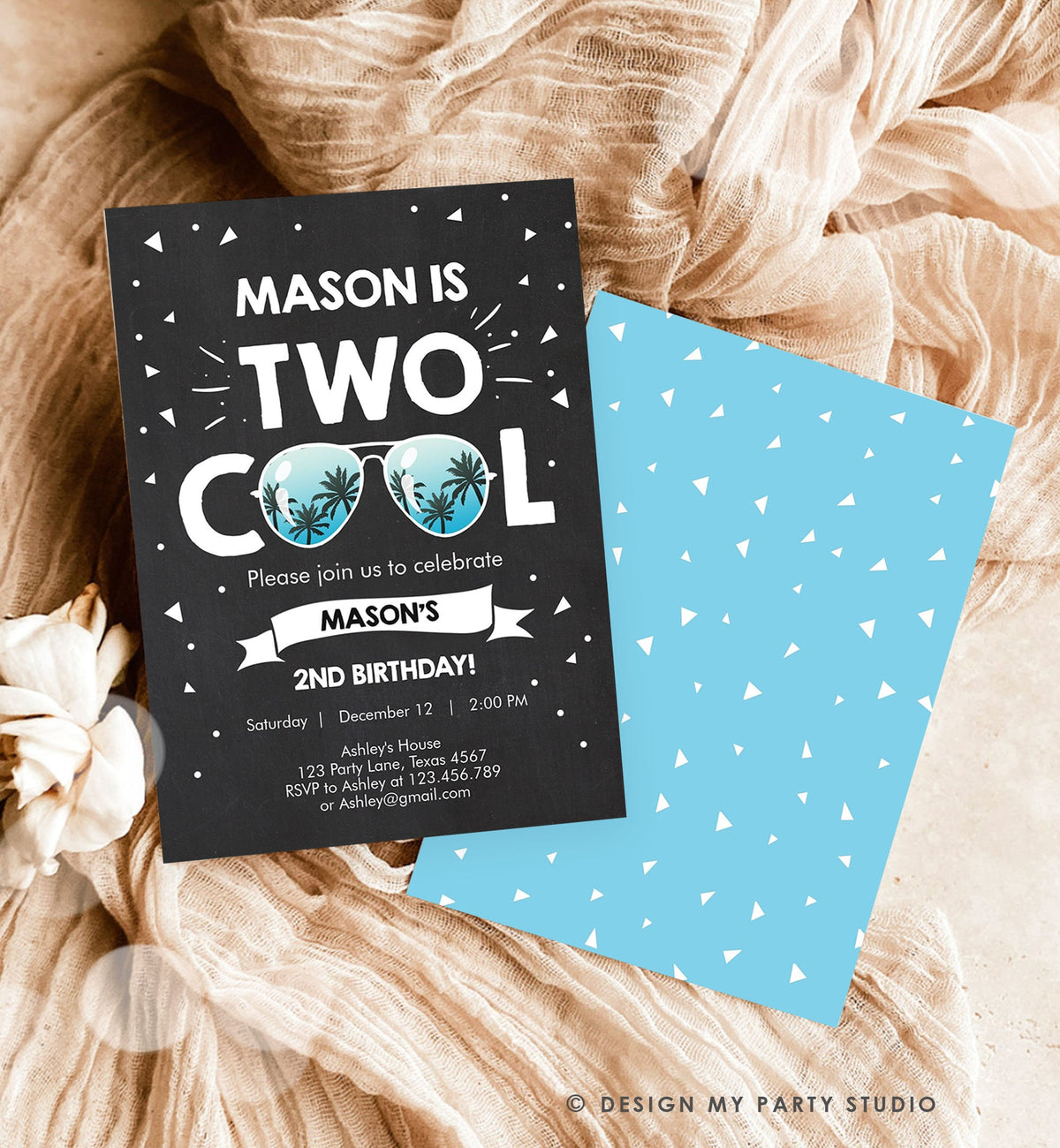 Editable Two Cool Birthday Invitation Boy Second Birthday Party 2nd I&#39;m this Many Two Cool Digital Download Evite Template Printable 0136