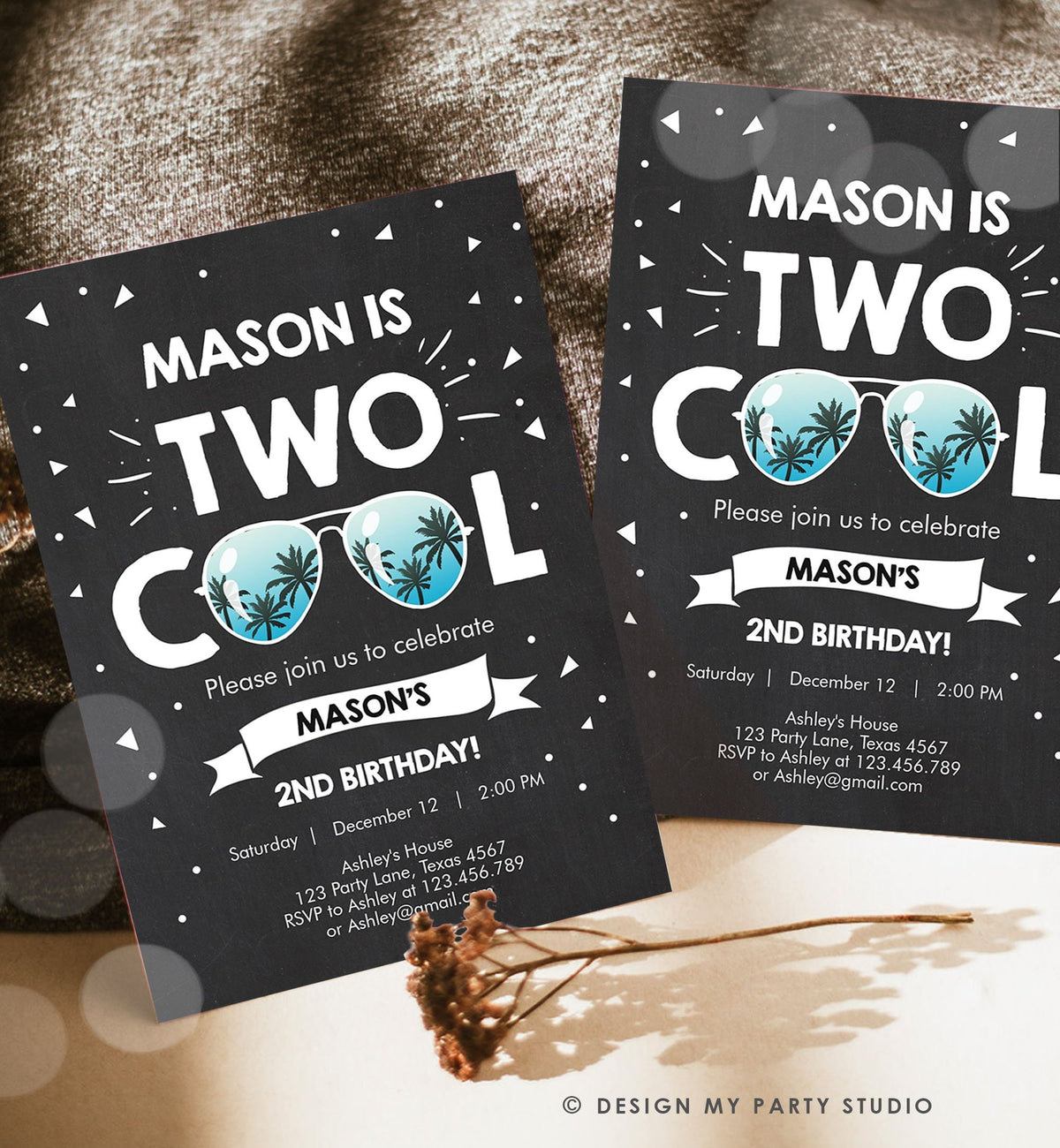 Editable Two Cool Birthday Invitation Boy Second Birthday Party 2nd I&#39;m this Many Two Cool Digital Download Evite Template Printable 0136