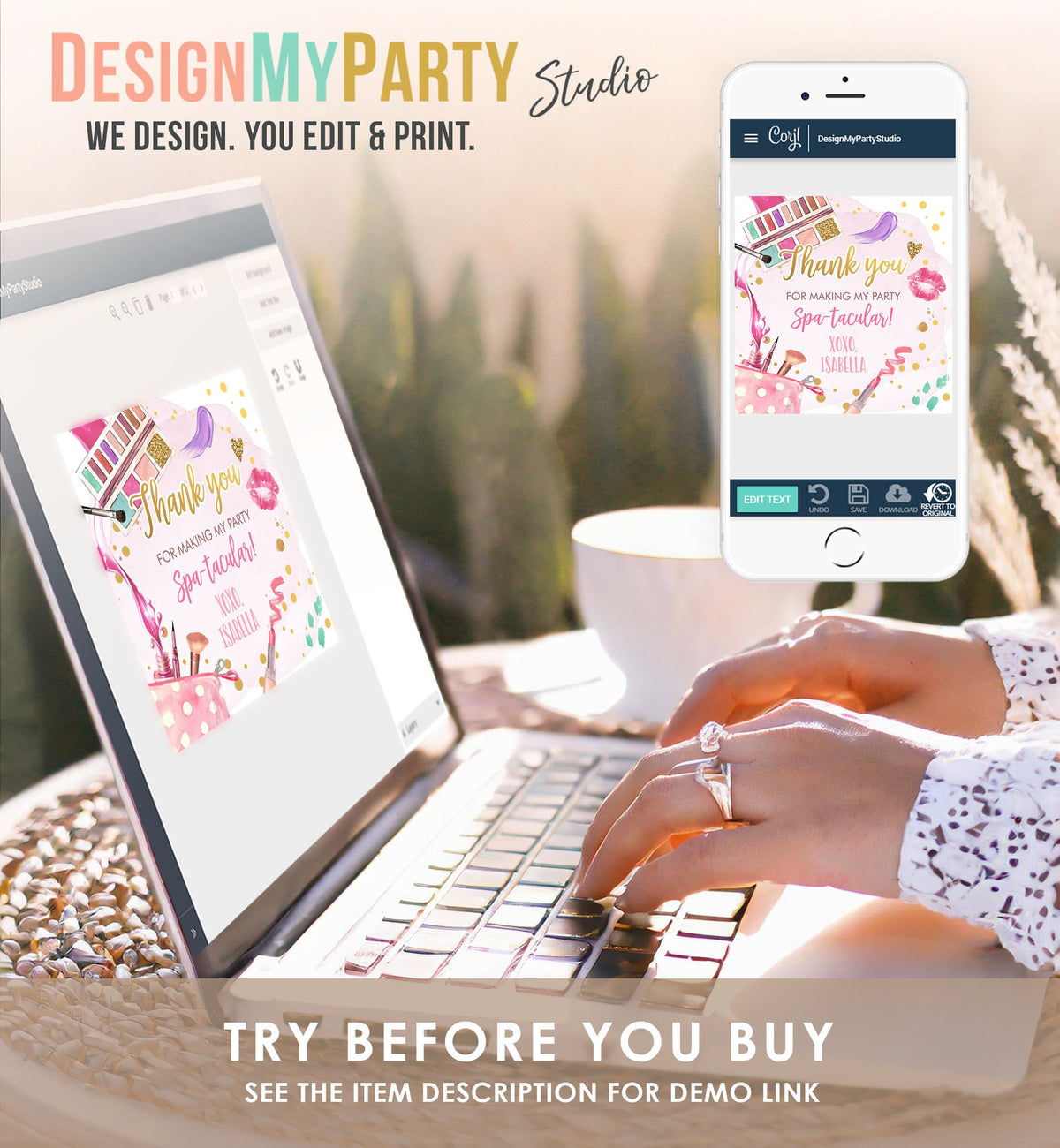 Editable Spa Party Favor Tags Glamour Party Thank You Tags Spa Birthday Girl Make up Party Glam Pink Gift Tag Digital Corjl Template 0420