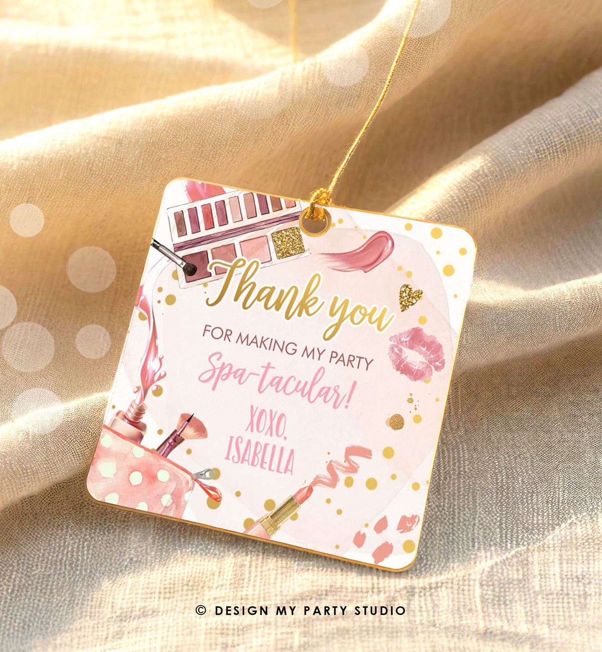 Editable Spa Party Favor Tags Glamour Party Thank You Tags Spa Birthday Girl Make up Party Glam Pink Gift Tag Digital Corjl Template 0420
