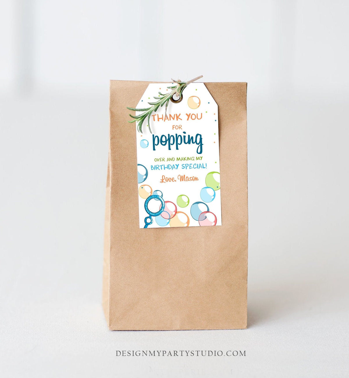 Editable Bubble Favor Tag Boy Bubble Birthday Thank You Tag Popping Over Labels Bubbles Gift Tag Blue Digital Corjl Template Printable 0035