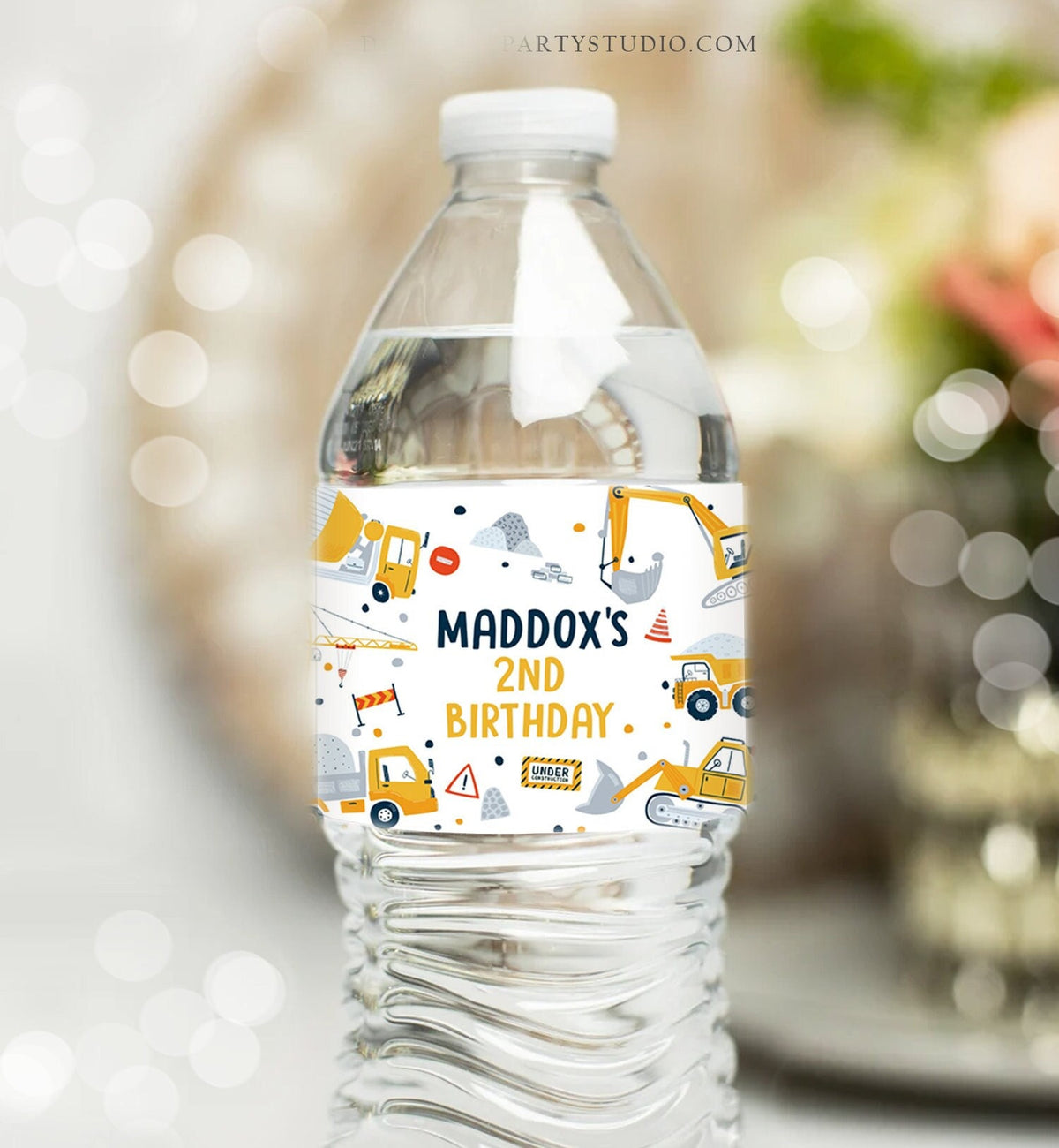 Label Digge Editable Construction Water Bottle Labels Dump Truck Birthday Boy Digg ...