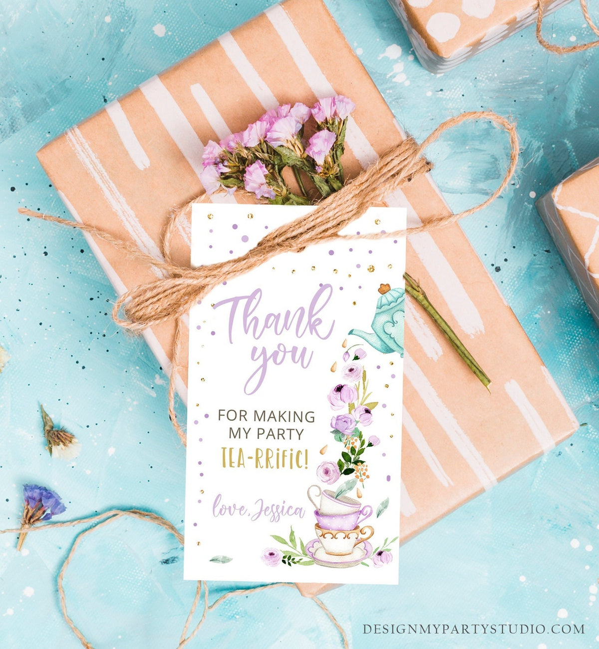 Editable Tea for Two Favor Tags Tea Birthday Thank You Tags Tea-rrific Tea Party Garden Floral Par-Tea Gift Digital Download Template 0349