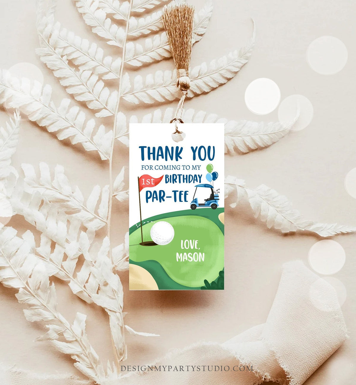 Editable Golf Favor Tags Golf Thank You Par-tee Tags Golfing Birthday Hole in One 1st Birthday Boy Gift Tag Download Template Printable 0405