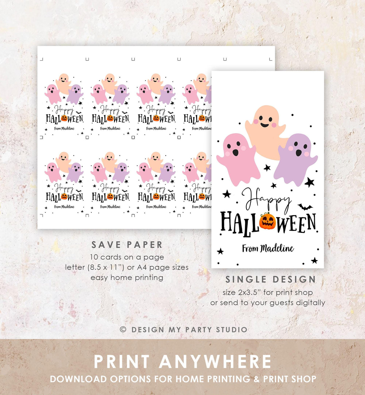 Editable Happy Halloween Favor Tag Boo Gift Tags Costume Party Trick Or Treat Favor Tag Party Digital Download Template Printable 0261