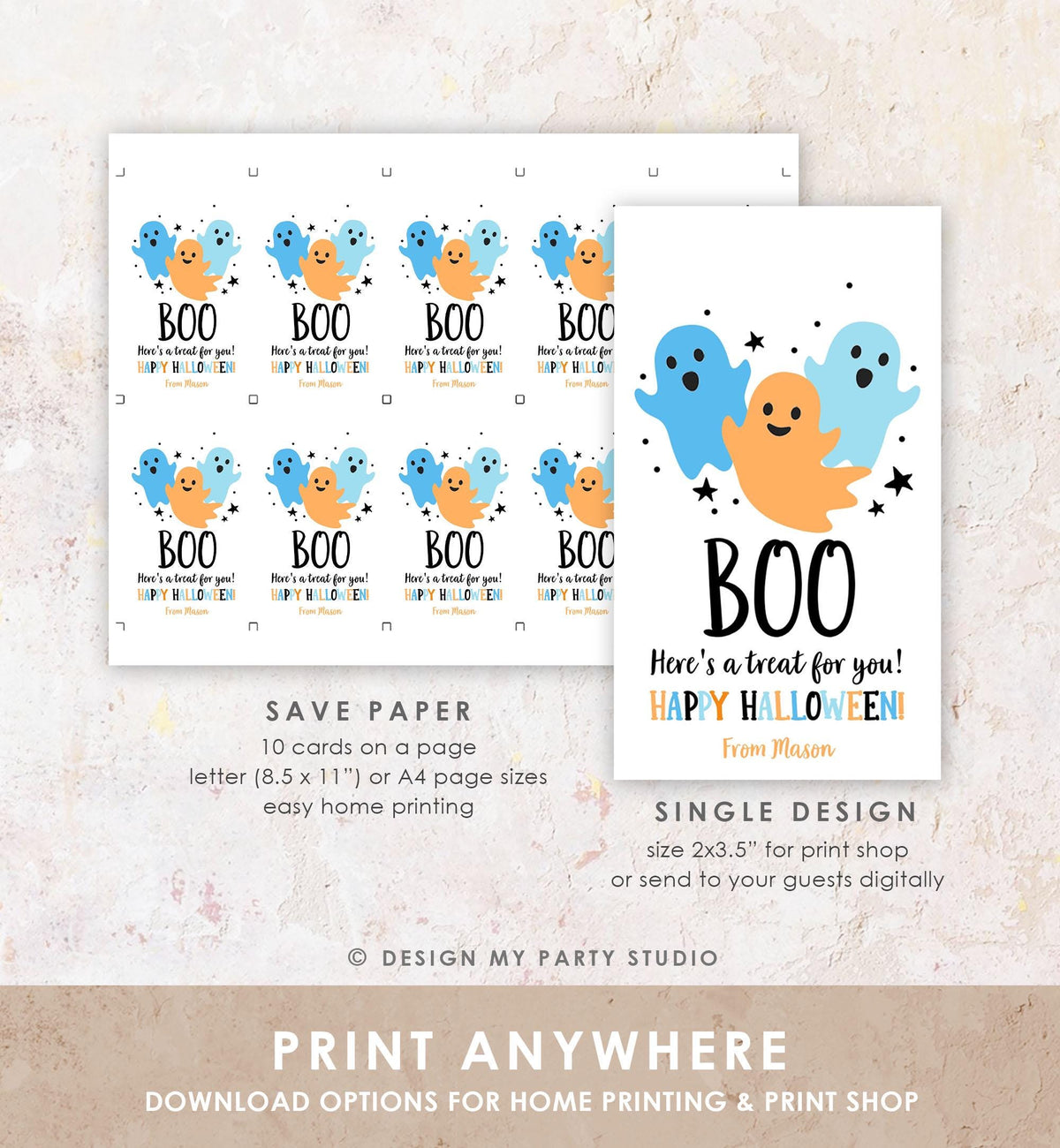 Editable Halloween Favor Tags Boy Boo Gift Tags Costume Party Trick Or Treat Favor Tags Halloween Party Download Template Printable 0261