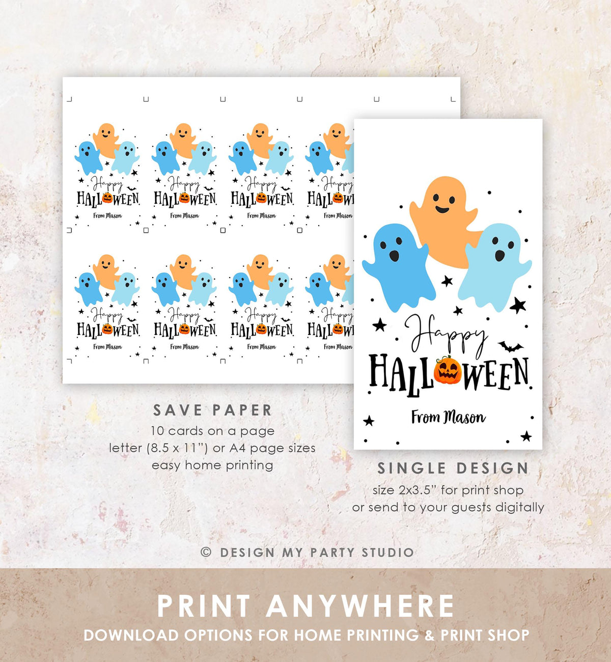 Editable Happy Halloween Favor Tag Boo Gift Tags Costume Party Trick Or Treat Favor Tag Party Digital Download Template Printable 0261
