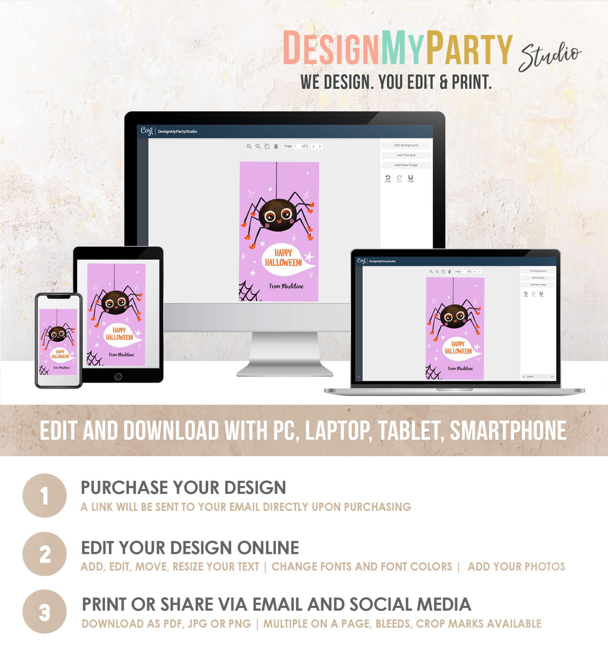 Editable Halloween Favor Tag Boo Gift Tag Costume Party Trick Or Treat Favor Tag Classroom Kids Spider Download Printable Template 0515 0261