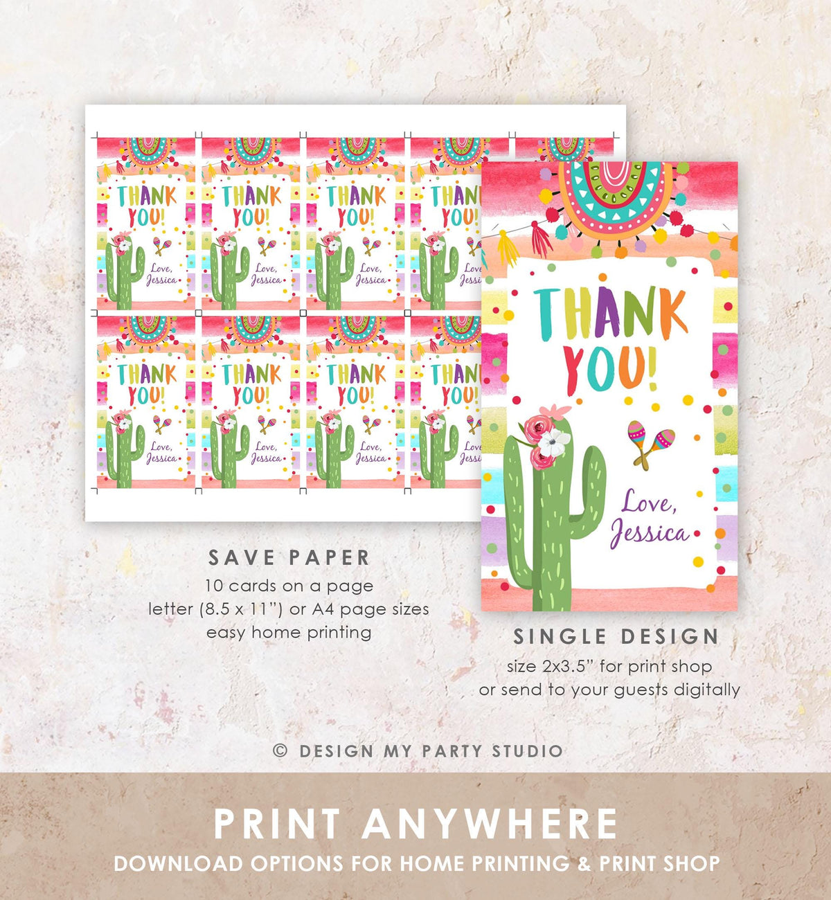 Editable Fiesta Favor tags Fiesta Thank you tags Cactus Mexican Label tags Muchas Gracias Birthday Shower Floral Template Digital 0134