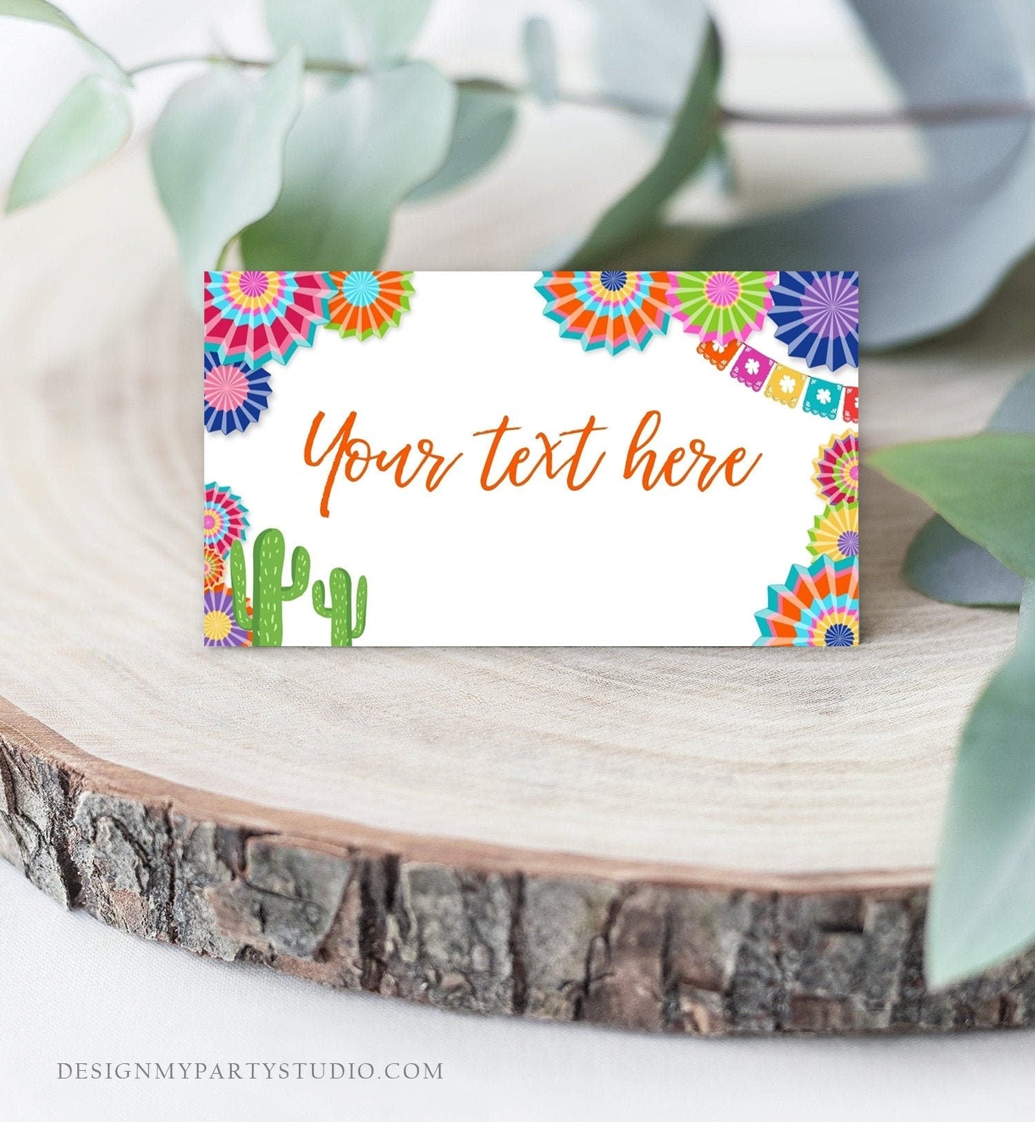 Editable Fiesta Cactus Food Label Fiesta Party Place Card Tent Card Birthday Baby Shower Mexican Fiesta Decor Template Printable 0236