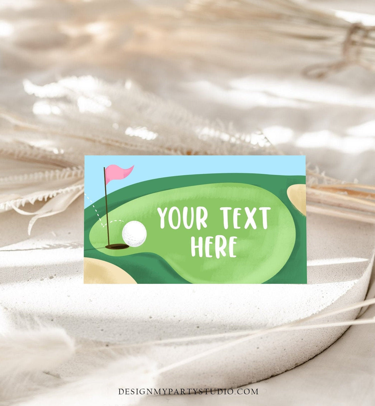 Editable Girl Golf Birthday Food Tent Cards Golf Labels Golf Party Place Cards 1st Birthday Pink Hole in One Digital Template Printable 0405