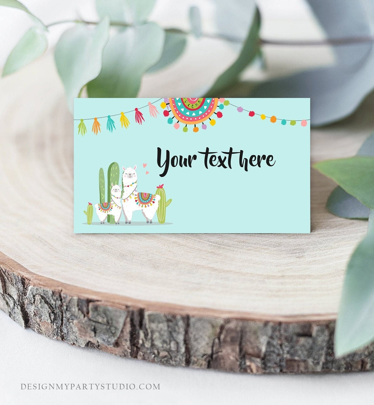 Editable Llama Food Labels Llama Fiesta Mexican Place Card Birthday Party Baby Shower Tent Card Escort Card Blue Template Printable 0079