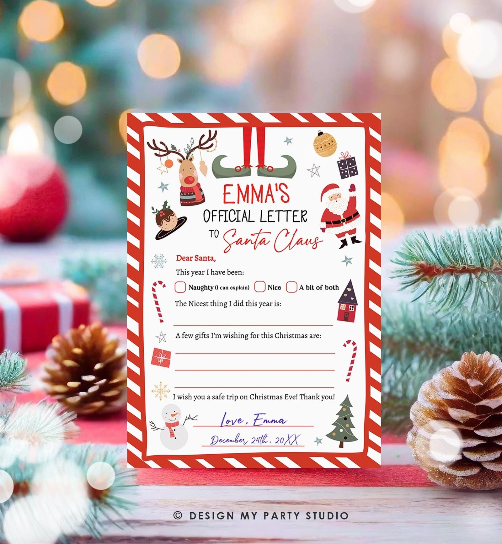 Editable Official Letter to Santa Claus From The Desk of Santa Christmas Eve North Pole Mail Instant Download Printable Template 0496