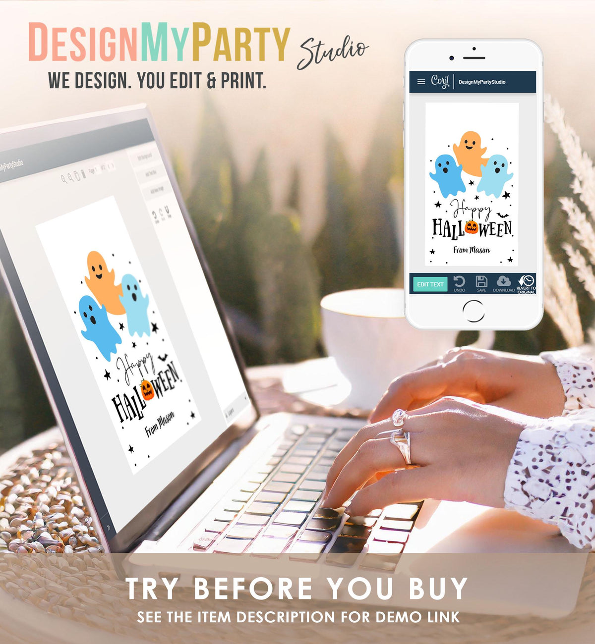 Editable Happy Halloween Favor Tag Boo Gift Tags Costume Party Trick Or Treat Favor Tag Party Digital Download Template Printable 0261