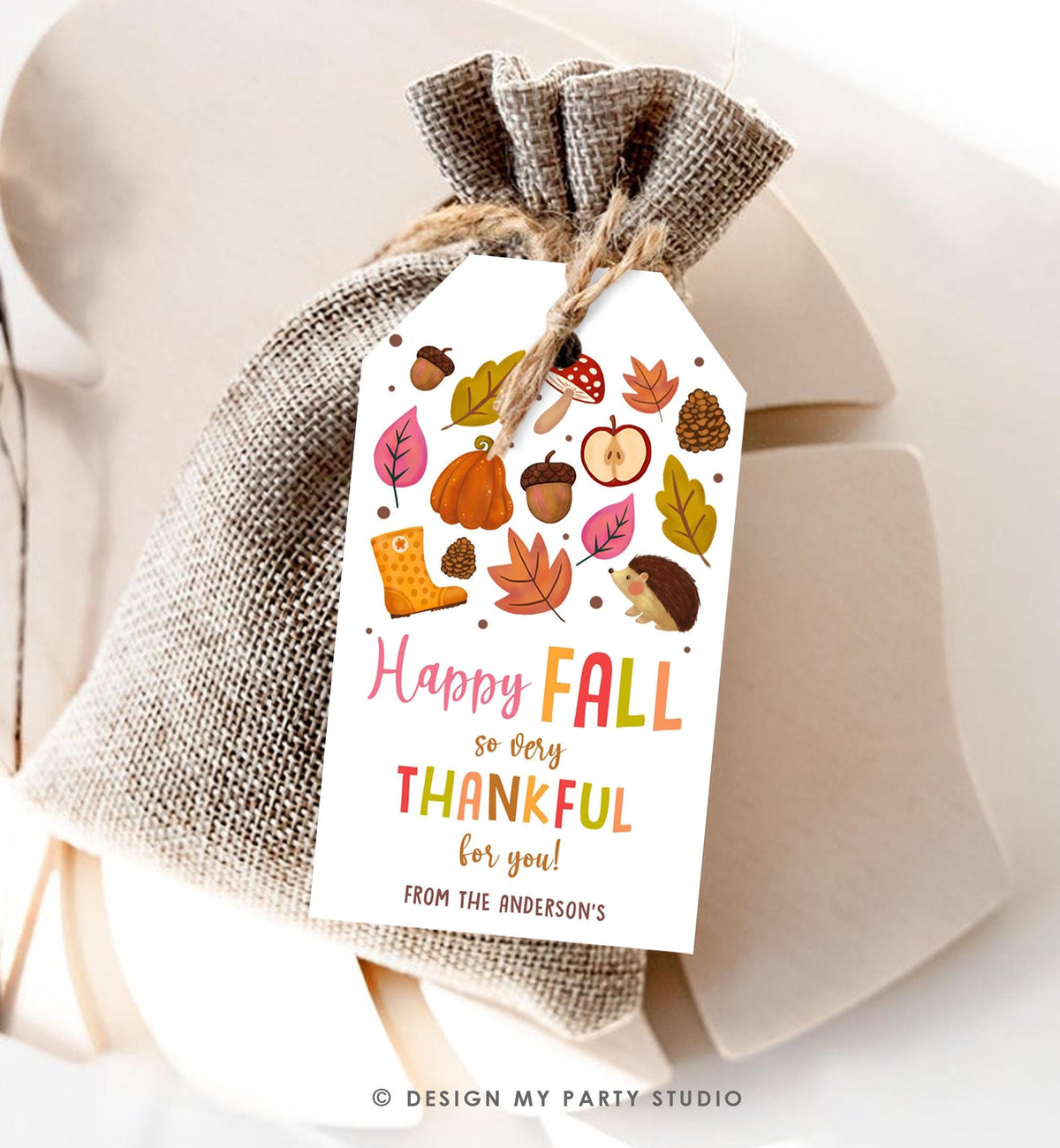 Editable Happy Fall Gift Tags Thanksgiving Favor Tag Teacher Appreciation Thankful for You Leaves Download Printable Template 0464 0516