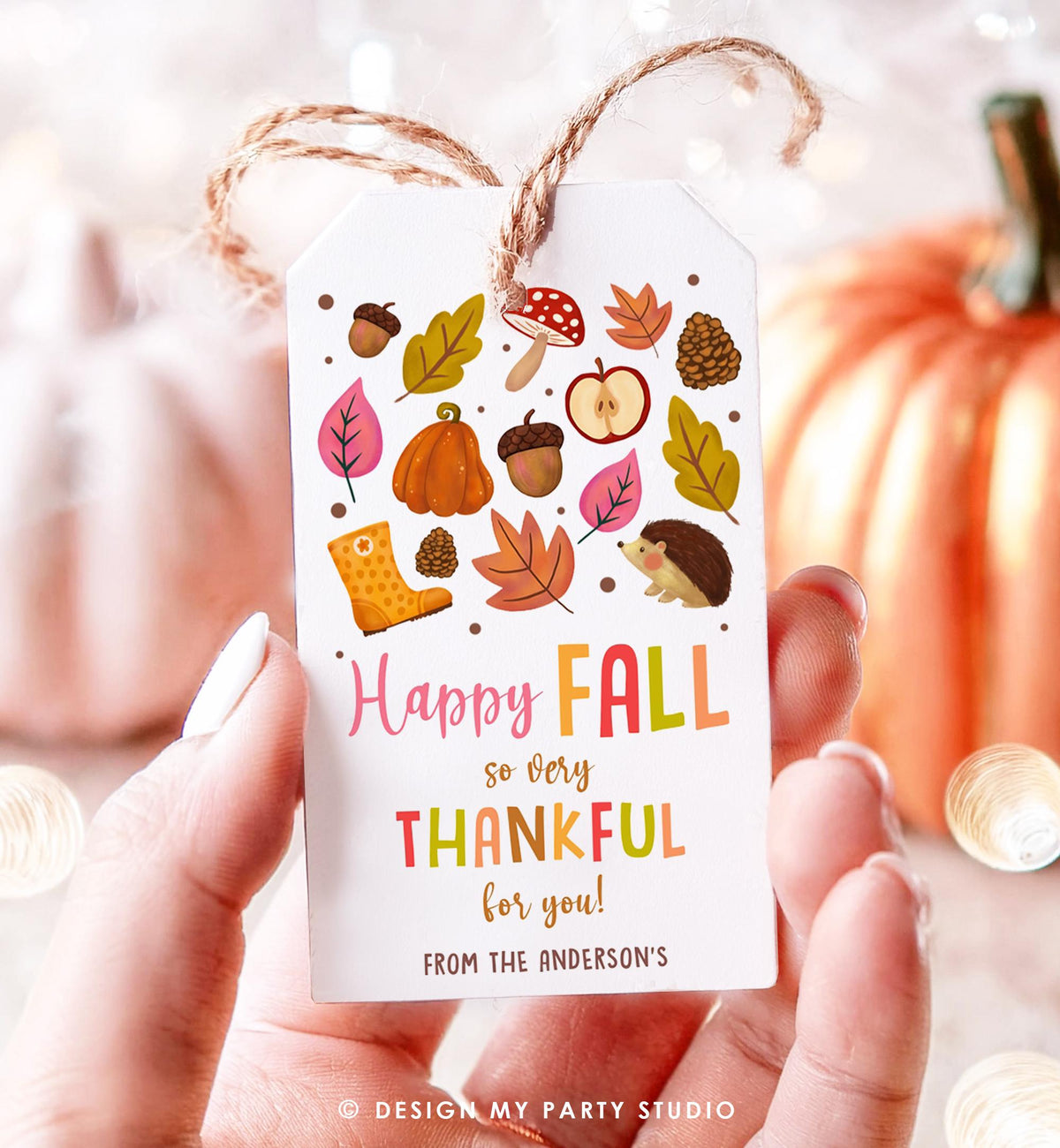 Editable Happy Fall Gift Tags Thanksgiving Favor Tag Teacher Appreciation Thankful for You Leaves Download Printable Template 0464 0516