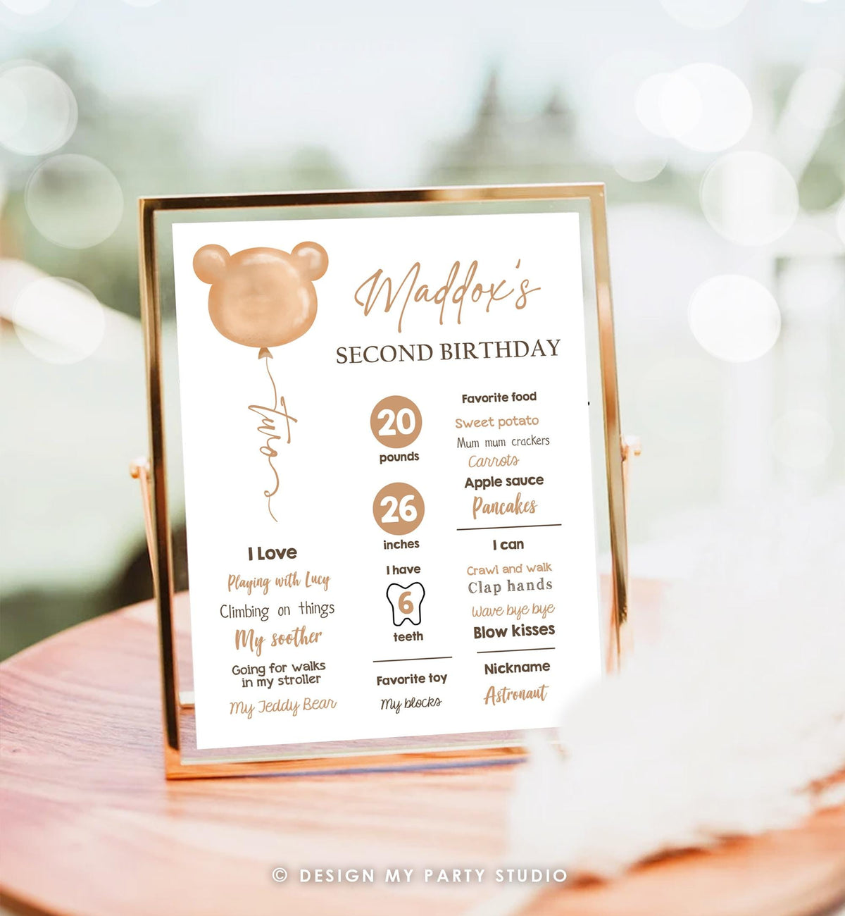 Editable Teddy Bear 2nd Birthday Milestones Sign Teddy Bear Picnic Birthday Second Birthday Beary Much Download Template Printable 0439