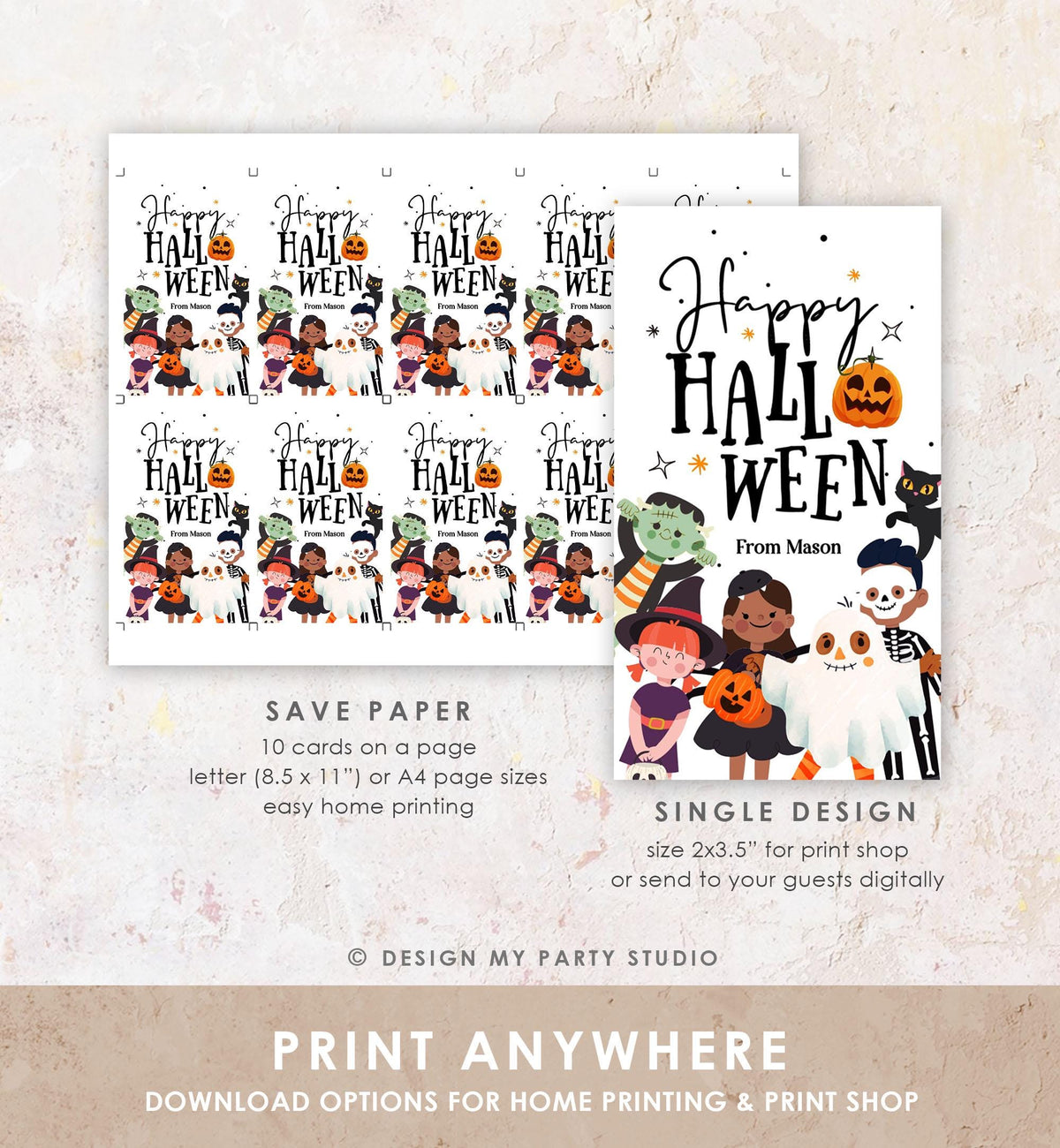 Editable Happy Halloween Gift Tags Trick Or Treat Favor Tags Ghost Treat Tag Personalized Download Printable Template Digital 0261 0473 0009