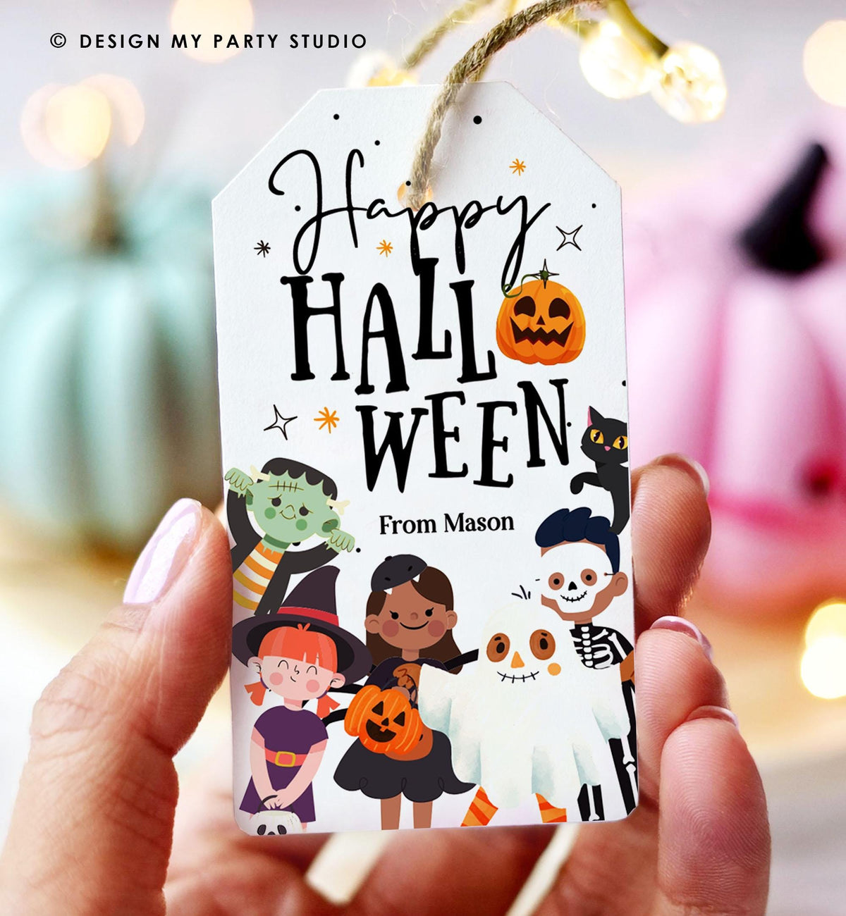 Editable Happy Halloween Gift Tags Trick Or Treat Favor Tags Ghost Treat Tag Personalized Download Printable Template Digital 0261 0473 0009
