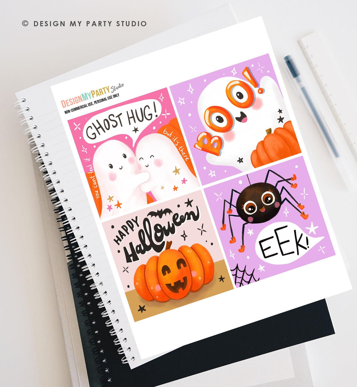Halloween Mini Cards Halloween Favor Tags Lunch Box Notes Cute Classroom Kids Trick or Treat Digital Instant Download Printable 0515 0009
