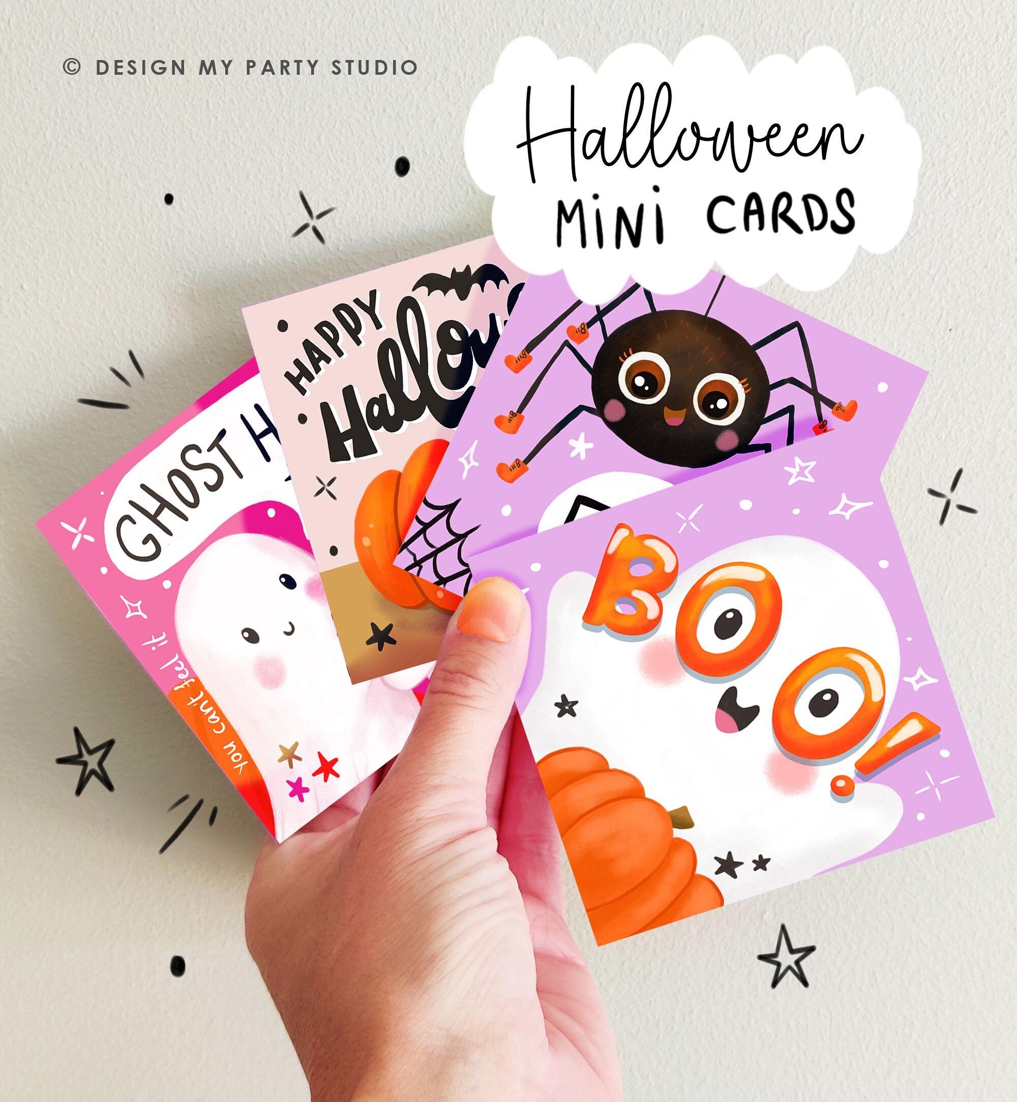 Halloween Mini Cards Halloween Favor Tags Lunch Box Notes Cute Classroom Kids Trick or Treat Digital Instant Download Printable 0515 0009