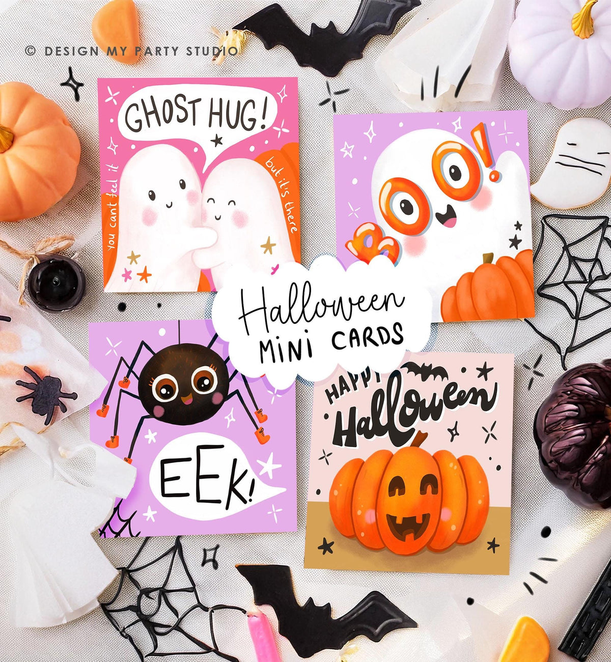 Halloween Mini Cards Halloween Favor Tags Lunch Box Notes Cute Classroom Kids Trick or Treat Digital Instant Download Printable 0515 0009