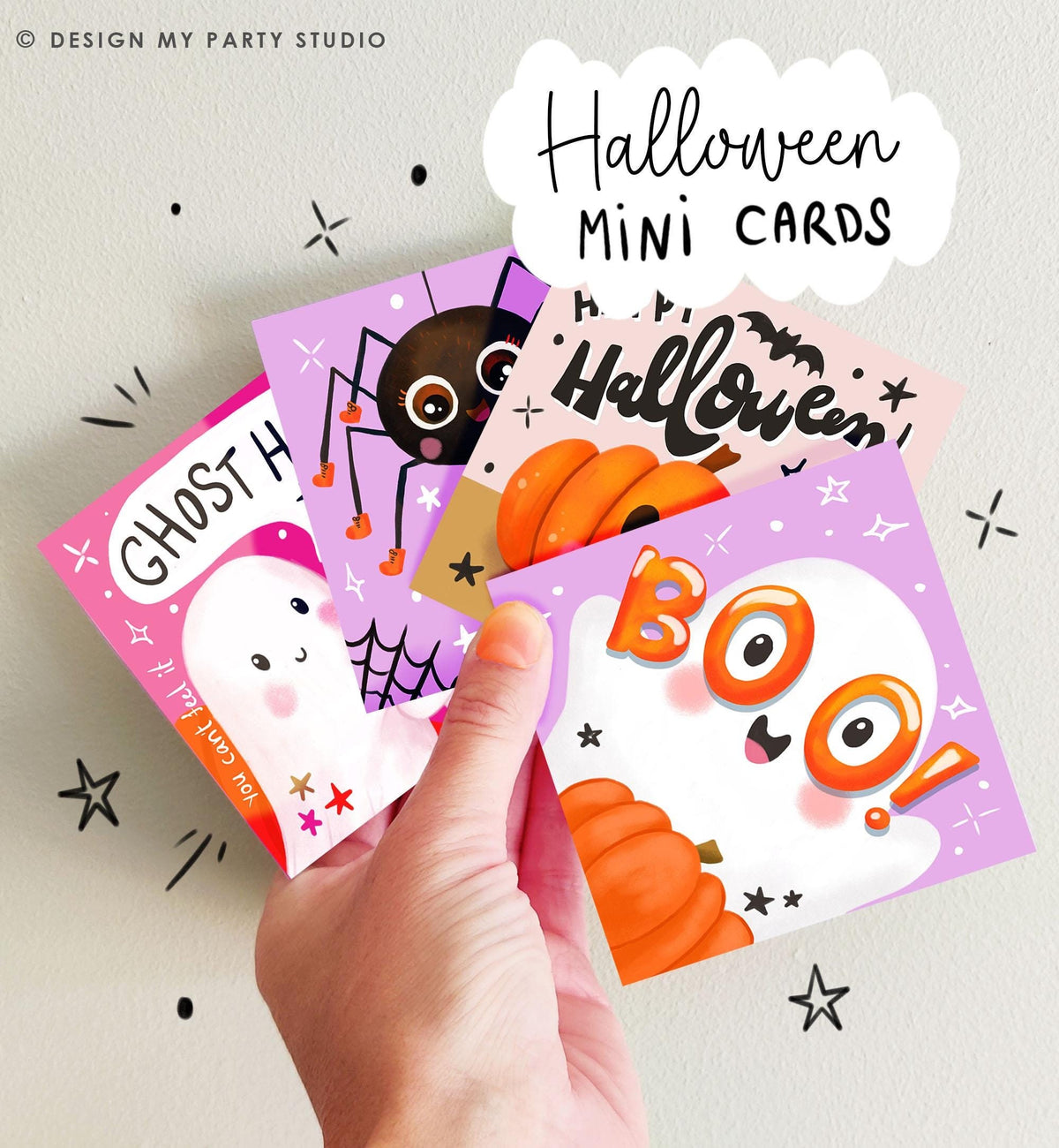 Halloween Mini Cards Halloween Favor Tags Lunch Box Notes Cute Classroom Kids Trick or Treat Digital Instant Download Printable 0515 0009