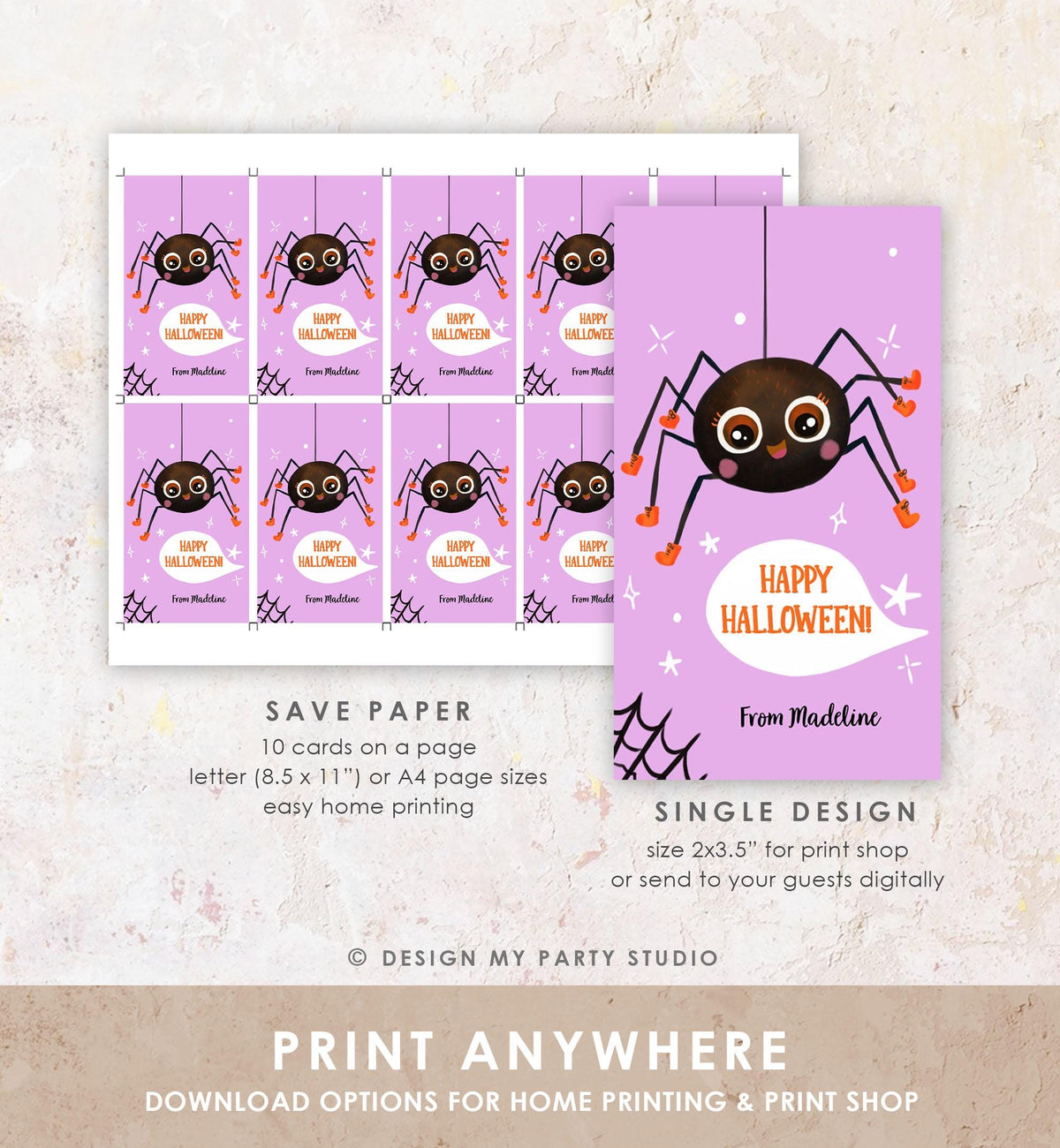 Editable Halloween Favor Tag Boo Gift Tag Costume Party Trick Or Treat Favor Tag Classroom Kids Spider Download Printable Template 0515 0261