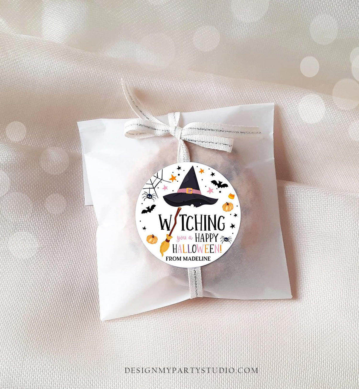 Editable Halloween Favor Tags Witching You a Happy Halloween Trick Or Treat Favor Tags Birthday Party Download Template Printable 0261