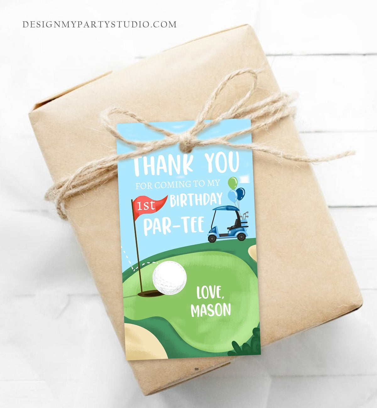 Editable Golf Favor Tag Golf Thank You Par-tee Tags Golfing Birthday Hole in One 1st Birthday Boy Gift Digital Template Printable 0405