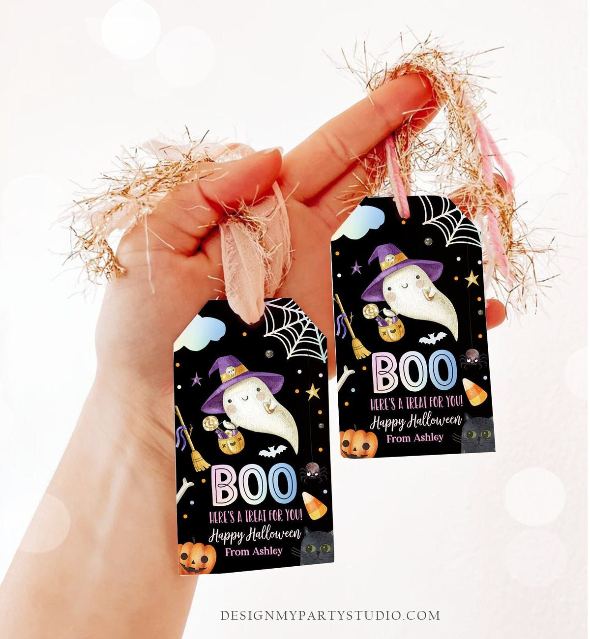 Editable Halloween Favor Tags Boo Gift Tags Costume Party Trick Or Treat Favor Tags Ghost Treat Tag Digital Download Template Printable 0261
