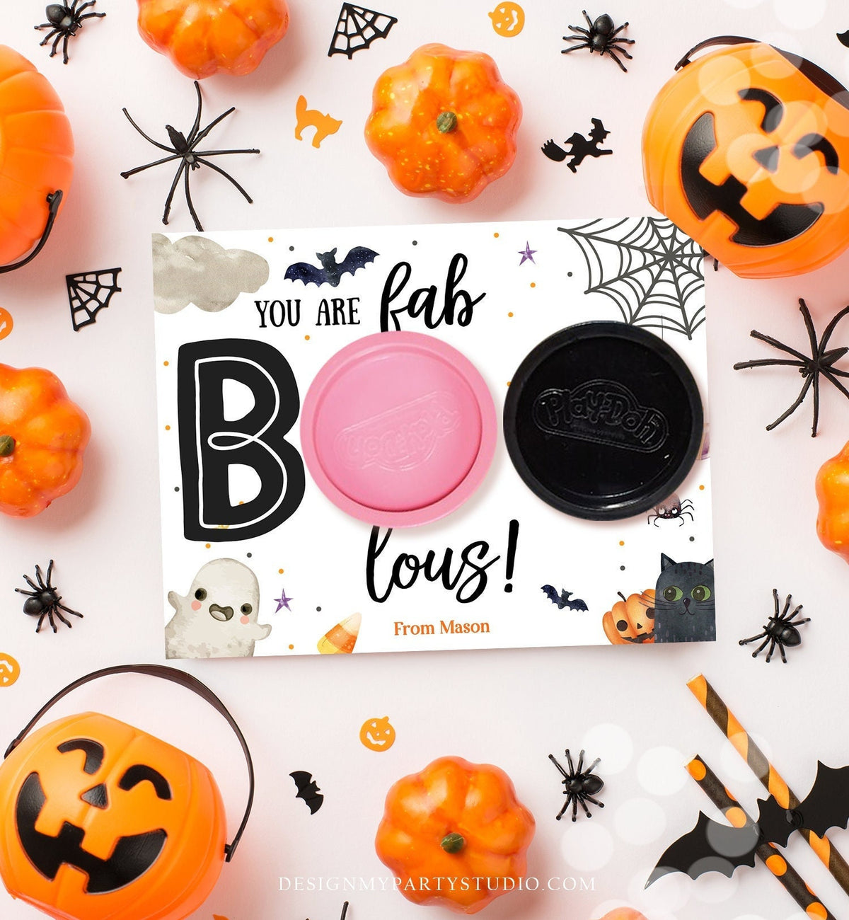 Editable Halloween Favor Card Halloween Gift Tag Trick Or Treat Halloween School Treat BOO Digital Download Template Printable 0261