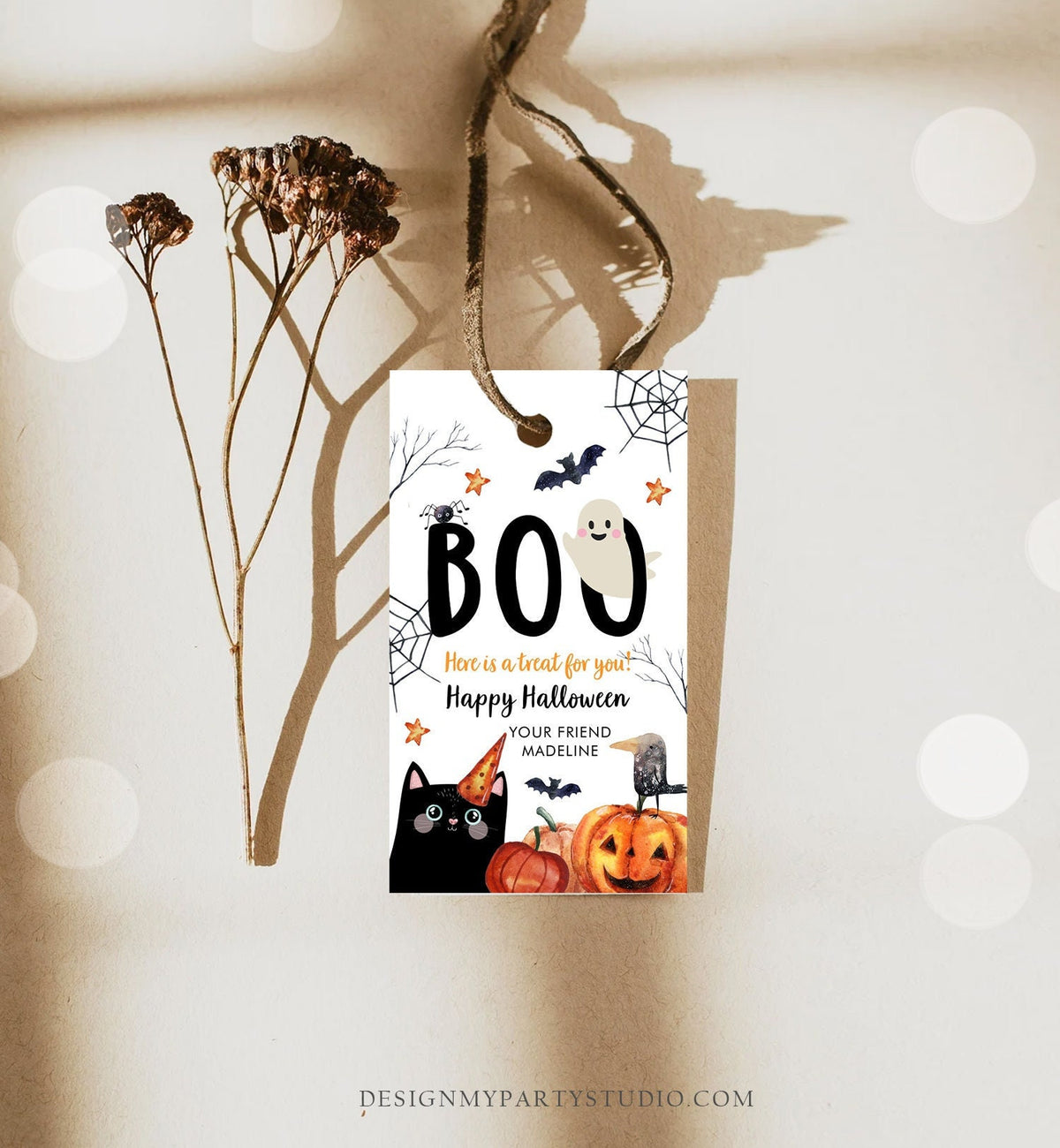 Editable Halloween Favor Tags Boo Gift Tags Costume Party Trick Or Treat Favor Tags Birthday Party Digital Download Template Printable 0261