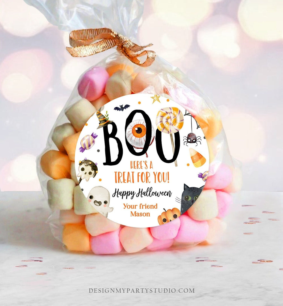 Editable Halloween Favor Tags Boo Gift Tags Costume Party Trick Or Treat Favor Tags Ghost Treat Tag Digital Download Template Printable 0261