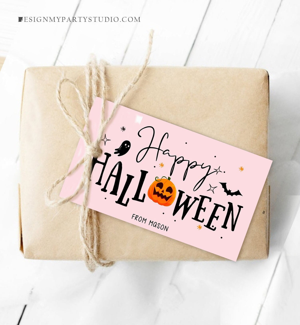 Editable Happy Halloween Gift Tag Trick Or Treat Favor Tag Ghost Halloween Pumpkin Treat Digital Download Template Printable 0261