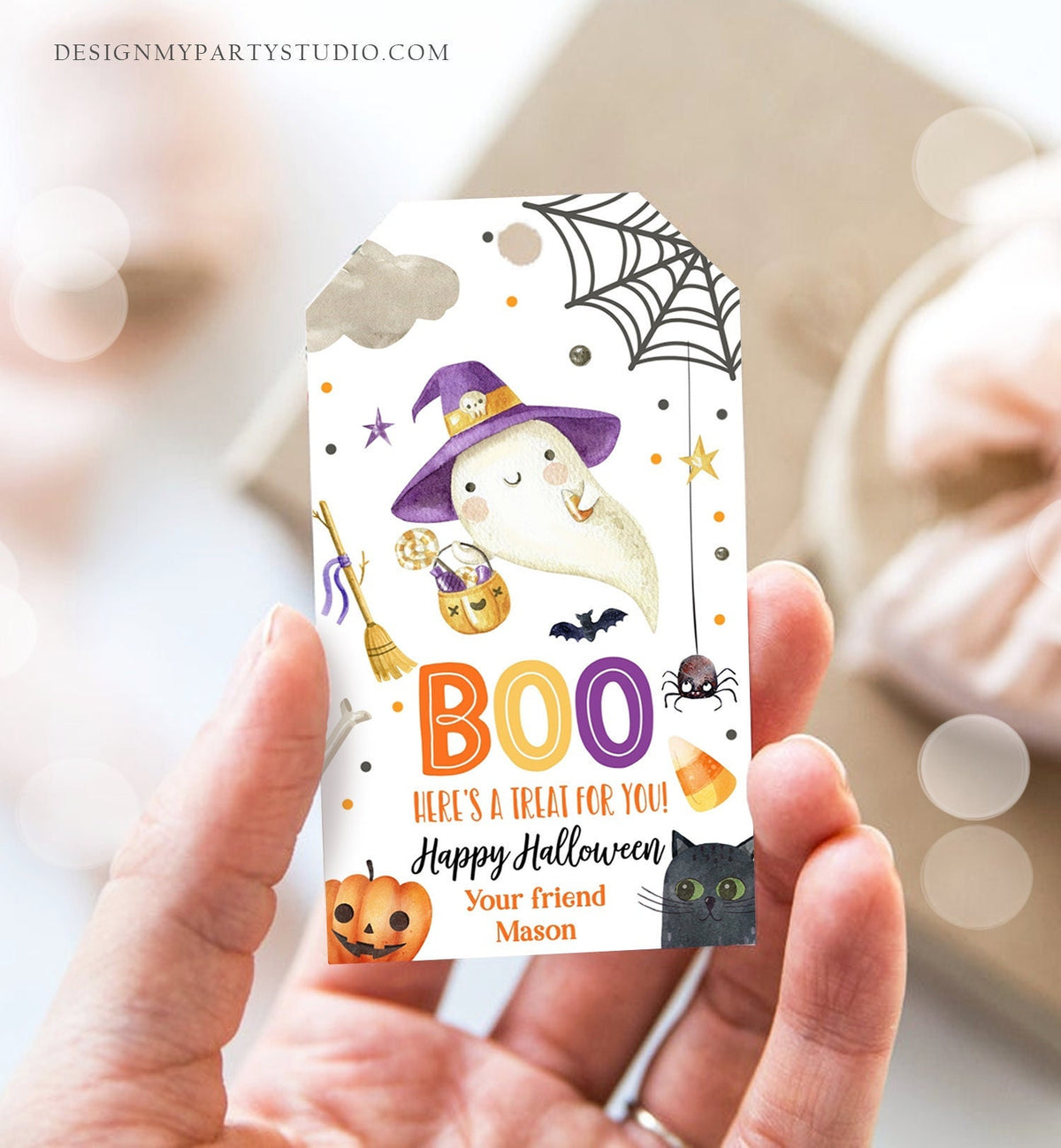 Editable Halloween Favor Tags Boo Gift Tags Costume Party Trick Or Treat Favor Tags Ghost Treat Tag Digital Download Template Printable 0261