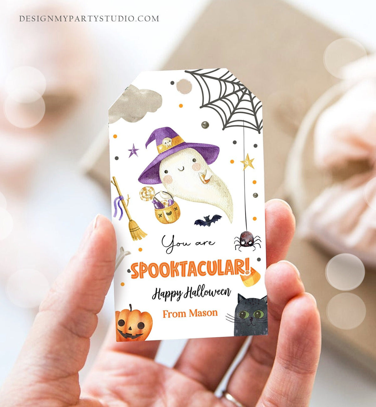 Editable Halloween Favor Tags Ghost Gift Tags You are Spooktacular Appreciation Cute Ghost Treat Digital Download Template Printable 0261