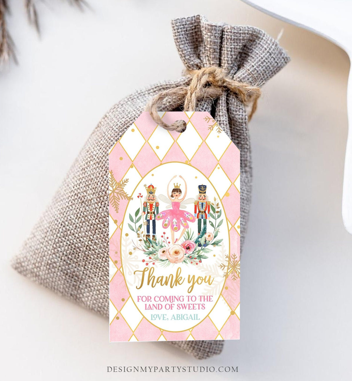 Editable Nutcracker Favor Tag Land of Sweets Birthday Thank You Tag Sugar Plum Fairy Christmas Winter Digital Template Printable 0352