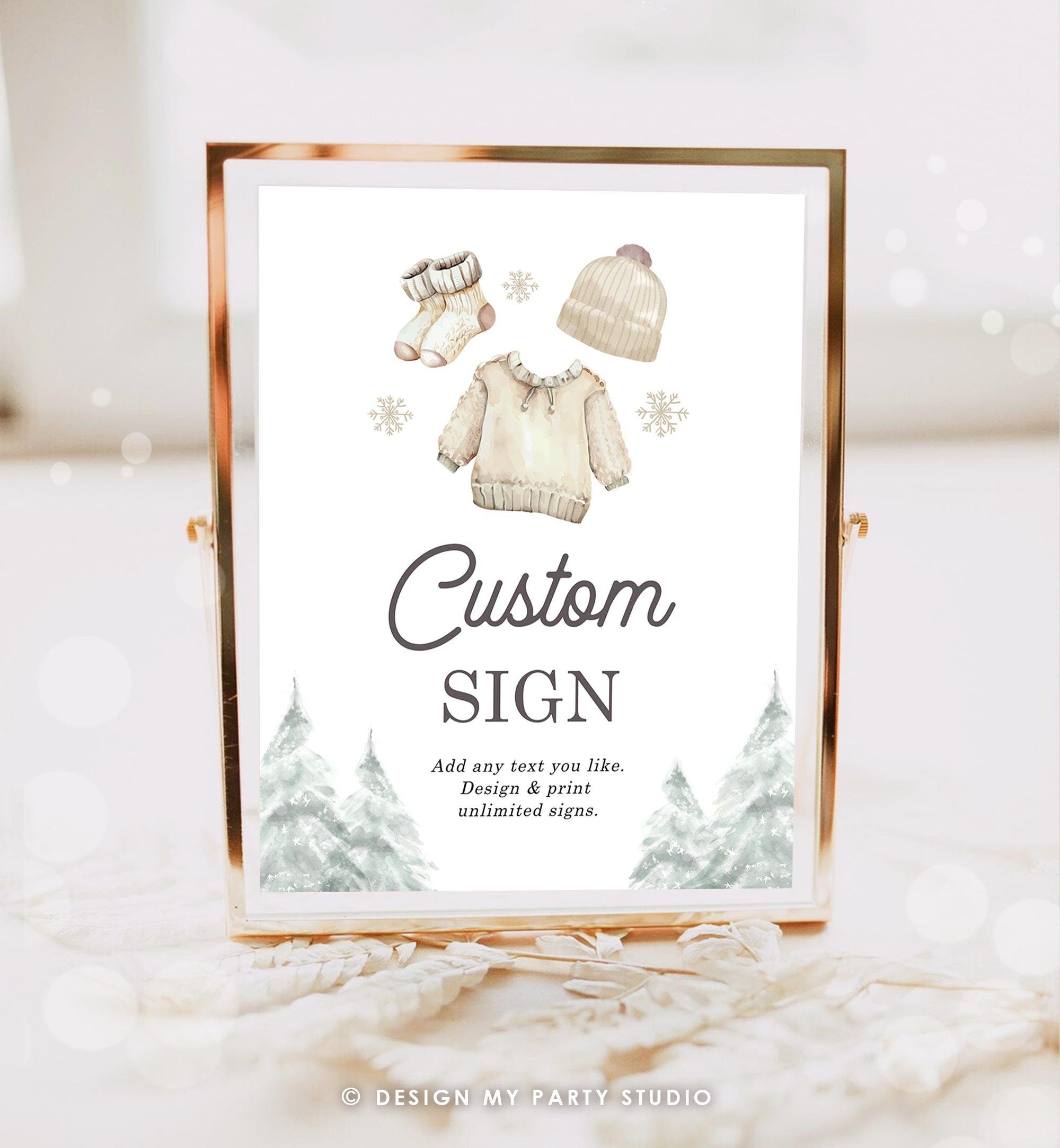 Editable Custom Sign Winter Baby Clothes Baby Shower Baby It's Cold Outside Christmas Watercolor Decor Digital Template Printable 0491