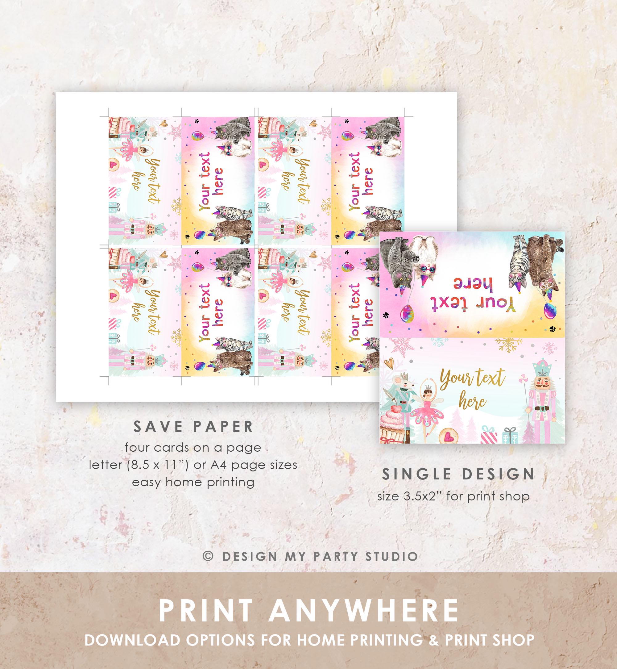Editable Nutcracker Birthday Food Tent Cards Pink Gold Labels Girl Winter Party Place Cards Land of Sweets Digital Template Printable 0352
