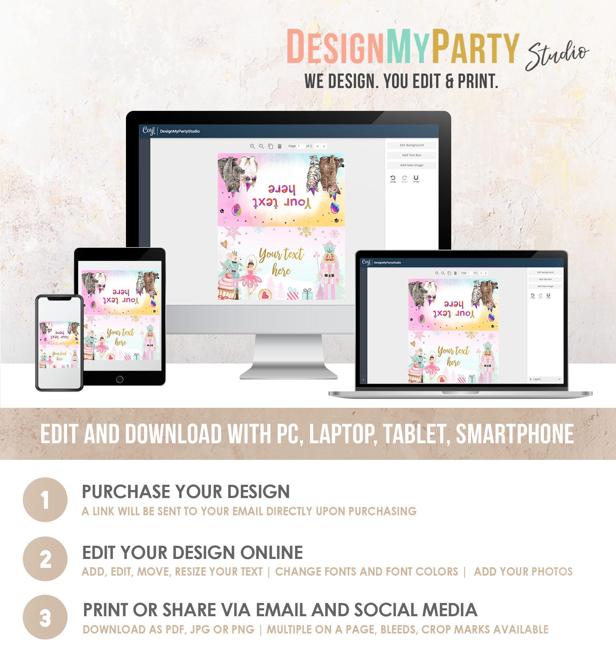 Editable Nutcracker Birthday Food Tent Cards Pink Gold Labels Girl Winter Party Place Cards Land of Sweets Digital Template Printable 0352